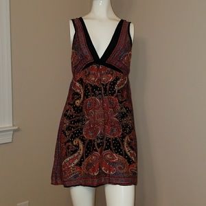Paisley Deep V Mini Dress